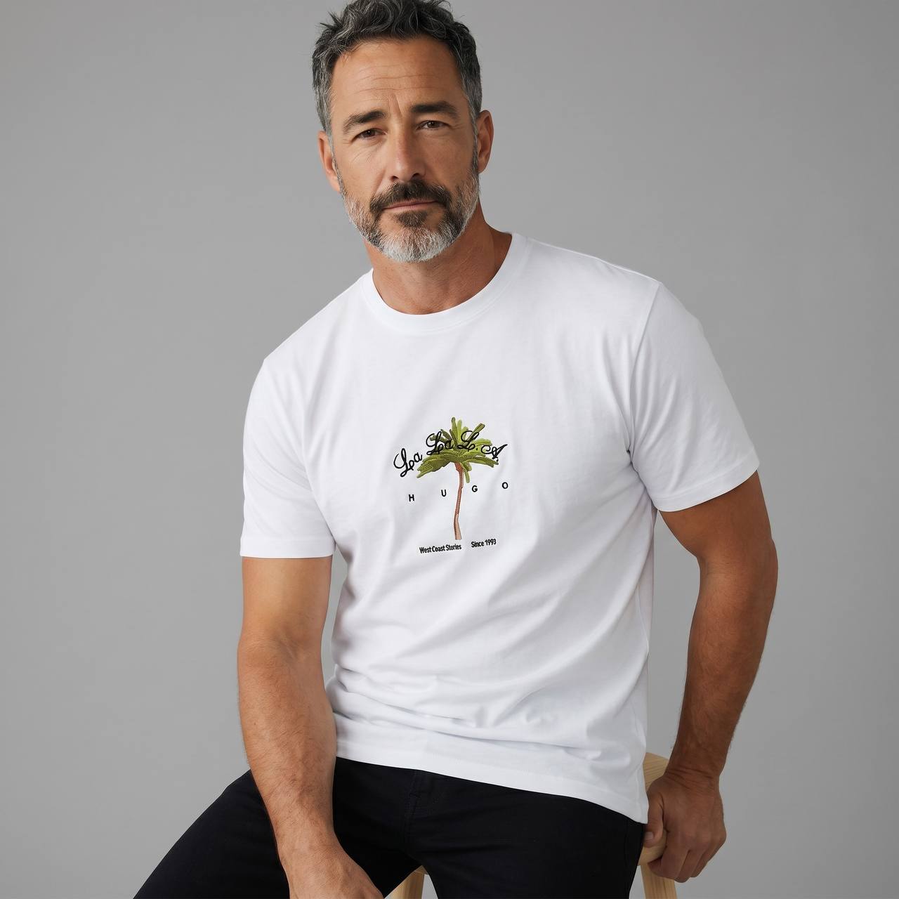 Hugo Palm Tree Graphic T-Shirt – White Summer Edition 🌴☀️ - MASTERPIECE