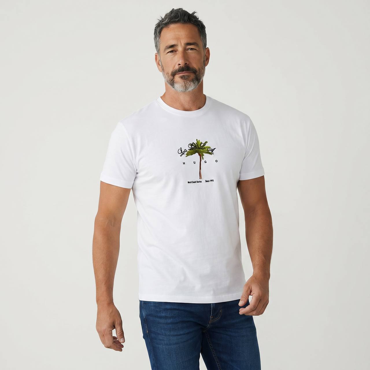 Hugo Palm Tree Graphic T-Shirt – White Summer Edition 🌴☀️ - MASTERPIECE