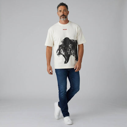 Hugo Roaring Panther Graphic T-Shirt – White Edition 🐆🔥 - MASTERPIECE