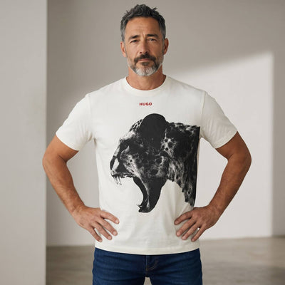 Hugo Roaring Panther Graphic T-Shirt – White Edition 🐆🔥 - MASTERPIECE
