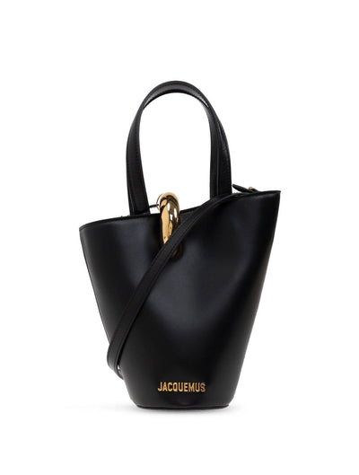 Jacquemus Black Bucket Bag 🖤✨ Gold Accent Mini Luxury Handbag - MASTERPIECE