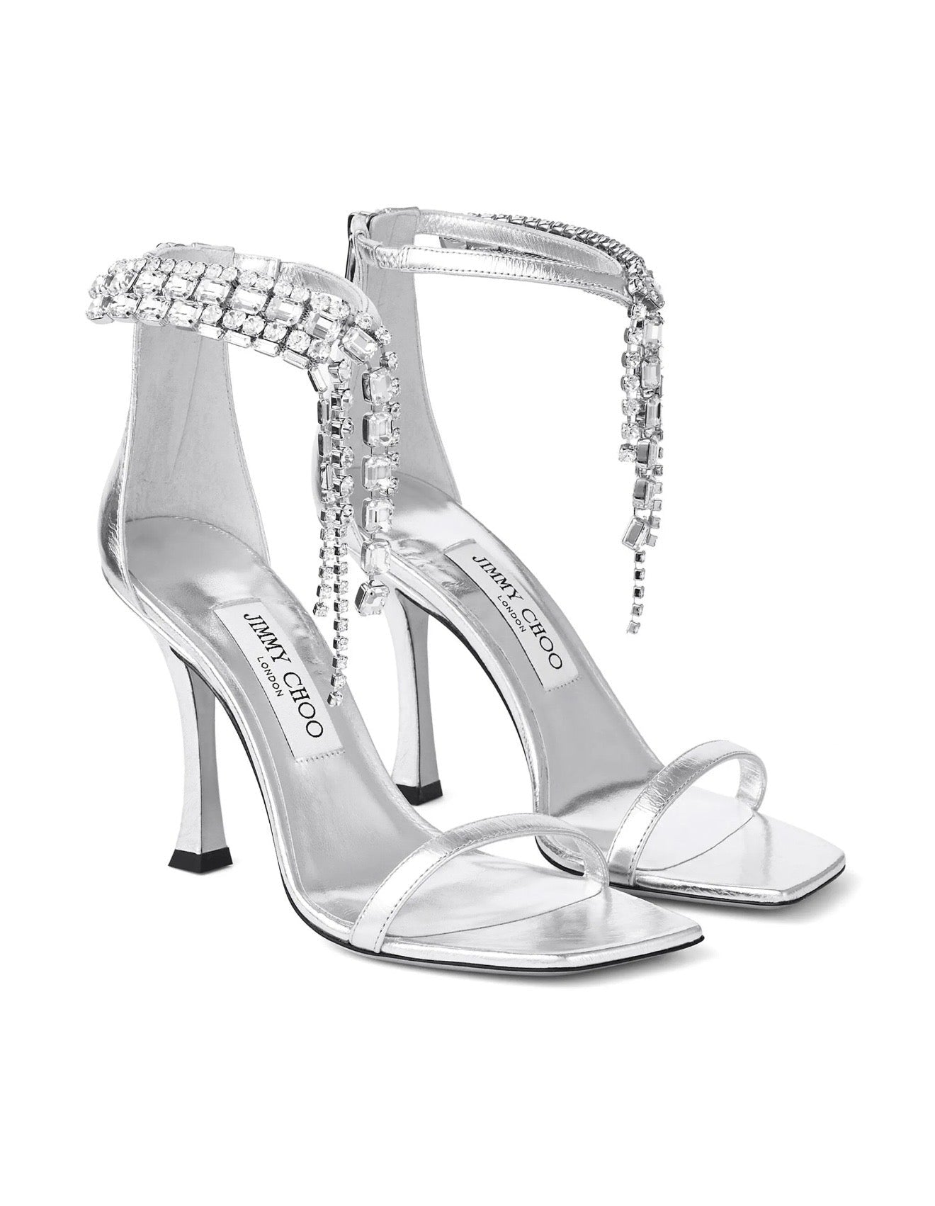 Jimmy Choo Crystal Fringe Heeled Sandals – Silver Glam Edition ✨👠 - MASTERPIECE