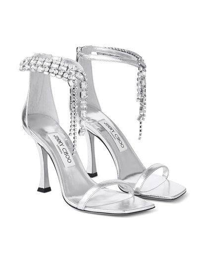 Jimmy Choo Crystal Fringe Heeled Sandals – Silver Glam Edition ✨👠 - MASTERPIECE