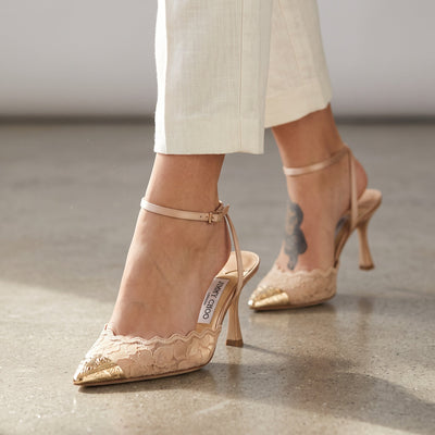 Jimmy Choo Heels – Beige Lace Pointed Toe 👠✨ - MASTERPIECE