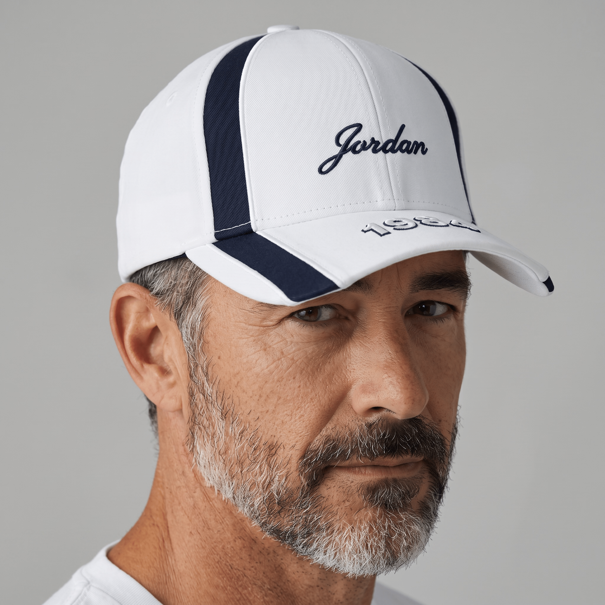 🧢🤍 Jordan 1984 Classic Baseball Cap – White & Navy 💙 - MASTERPIECE