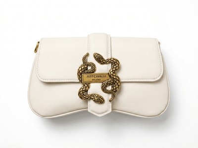 🤍 Just Cavalli Ivory Serpent Lock Shoulder Bag 🤍 - MASTERPIECE