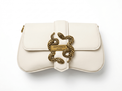 🤍 Just Cavalli Ivory Serpent Lock Shoulder Bag 🤍 - MASTERPIECE