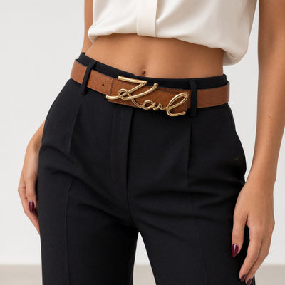 Karl Lagerfeld Logo Belt – Brown - MASTERPIECE