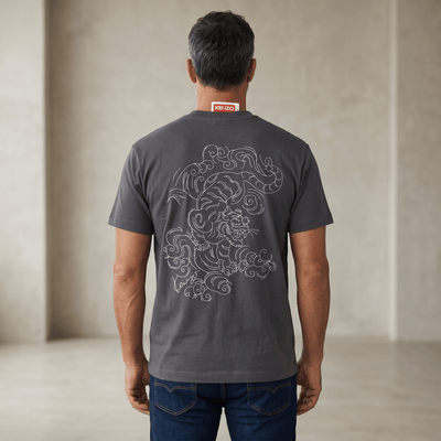 Kenzo Grey Tiger Back Print T-Shirt – Minimal Front | Statement Streetwear 🐅 - MASTERPIECE