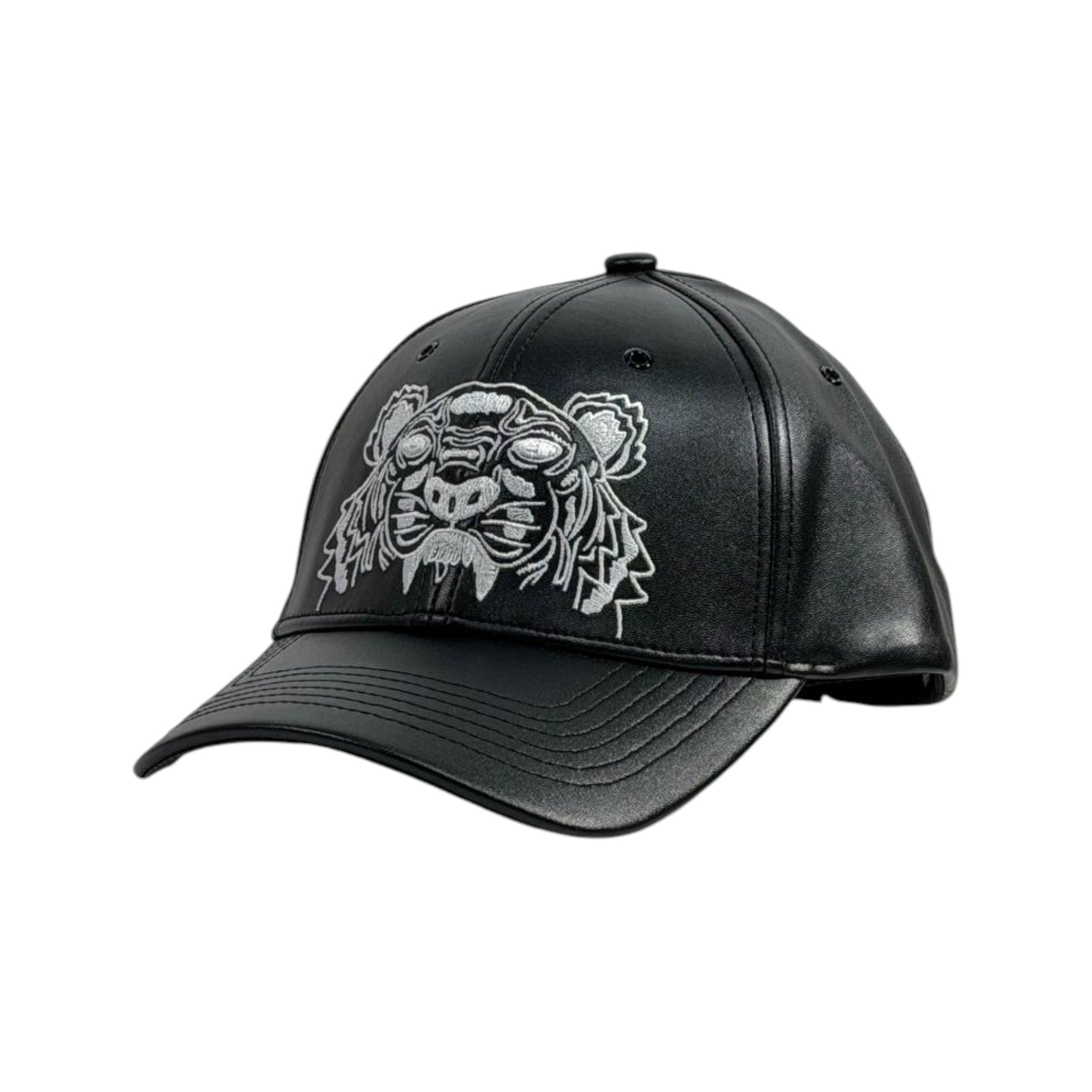 Kenzo Tiger Black Leather Cap – Premium Embroidered Edition 🐯🖤 - MASTERPIECE