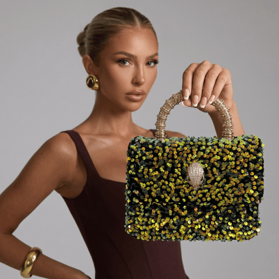 ✨ Kurt Geiger Crystal Eagle Sequin Top Handle Bag – Gold Sparkle Edition ✨ - MASTERPIECE