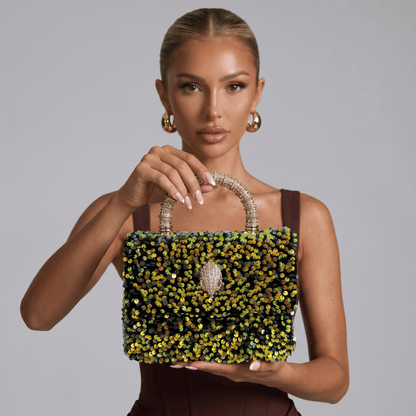 ✨ Kurt Geiger Crystal Eagle Sequin Top Handle Bag – Gold Sparkle Edition ✨ - MASTERPIECE