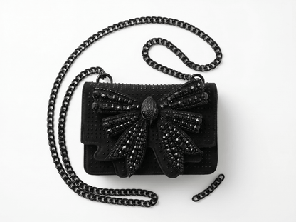 🖤 Kurt Geiger Kensington Crystal Bow Crossbody – All Black Edition 🖤 - MASTERPIECE