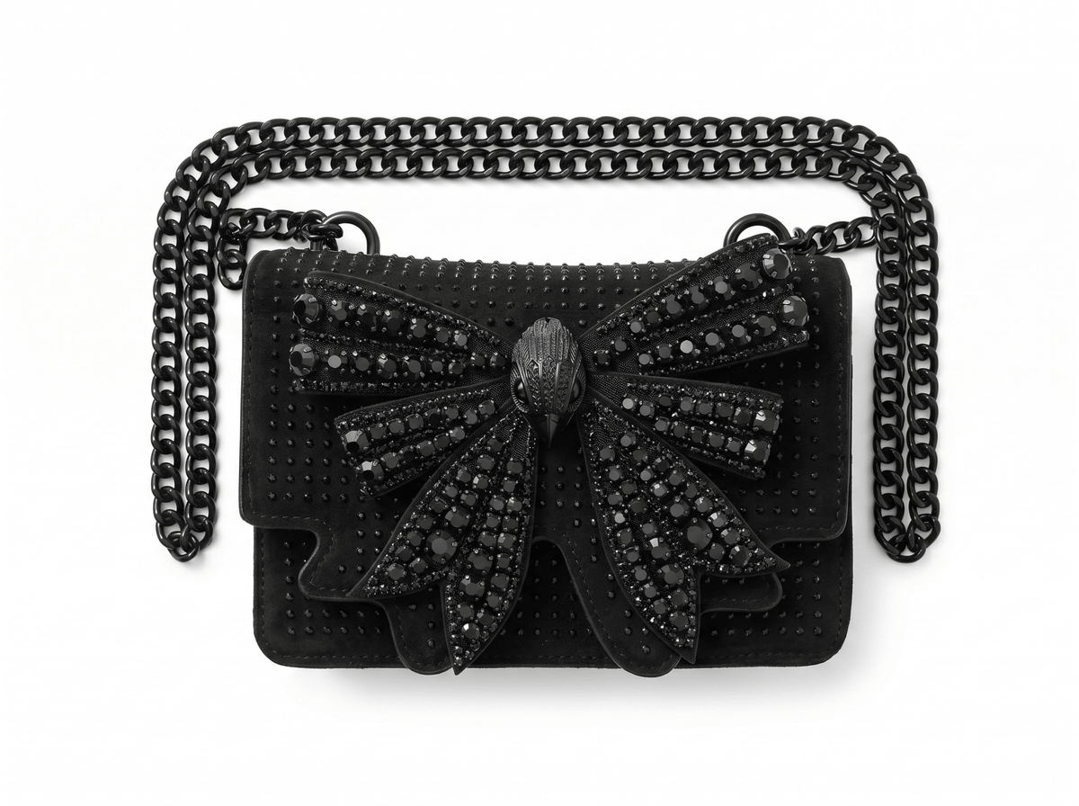 Kurt Geiger Kensington Crystal Bow Crossbody — Black - MASTERPIECE