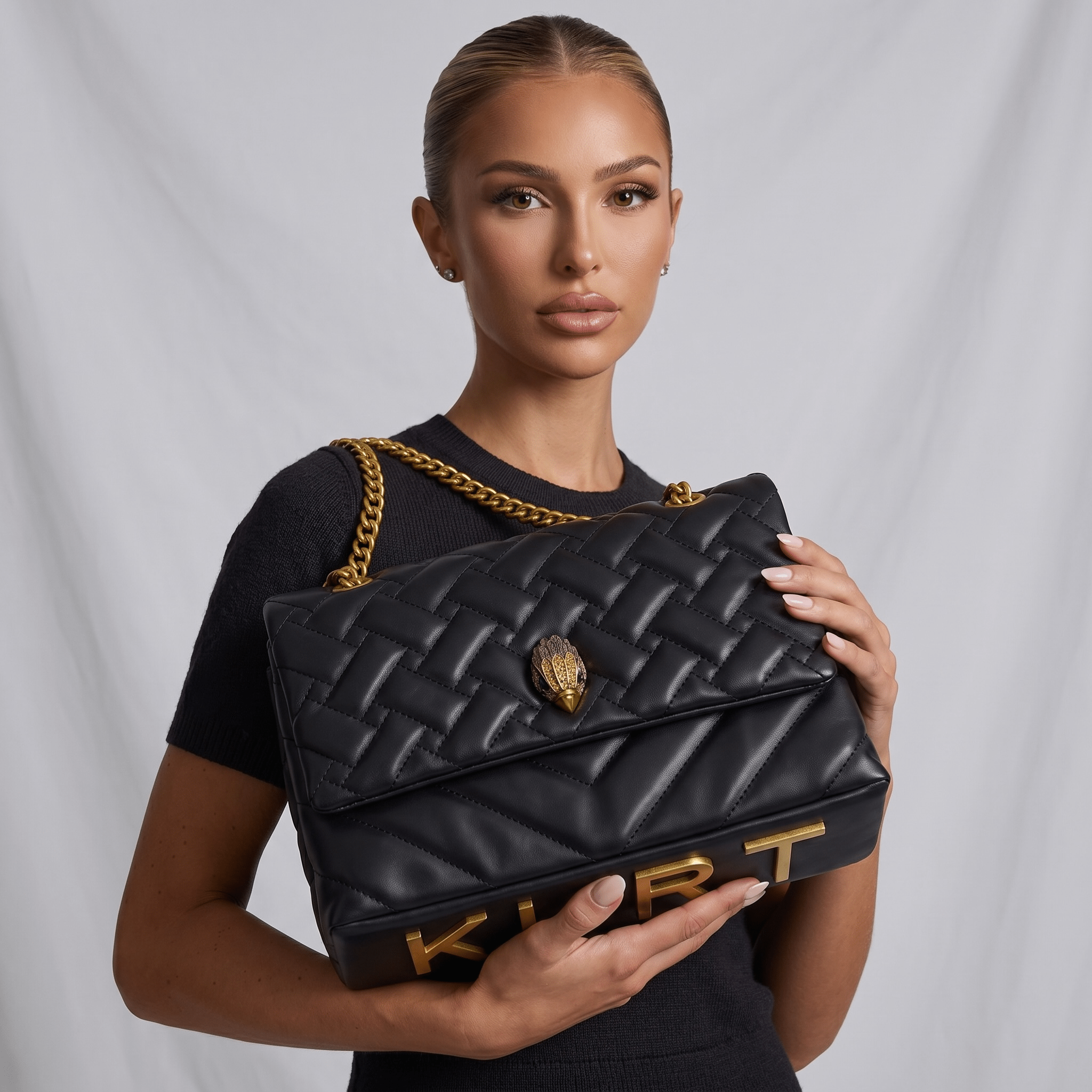 Kurt Geiger Large Kensington Black Quilted Bag – Gold Chain 🖤✨ - MASTERPIECE