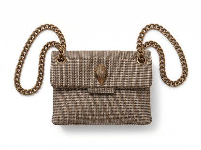 👜 Kurt Geiger Tweed Chain Shoulder Bag – Elegant Beige & Gold Edition ✨ - MASTERPIECE