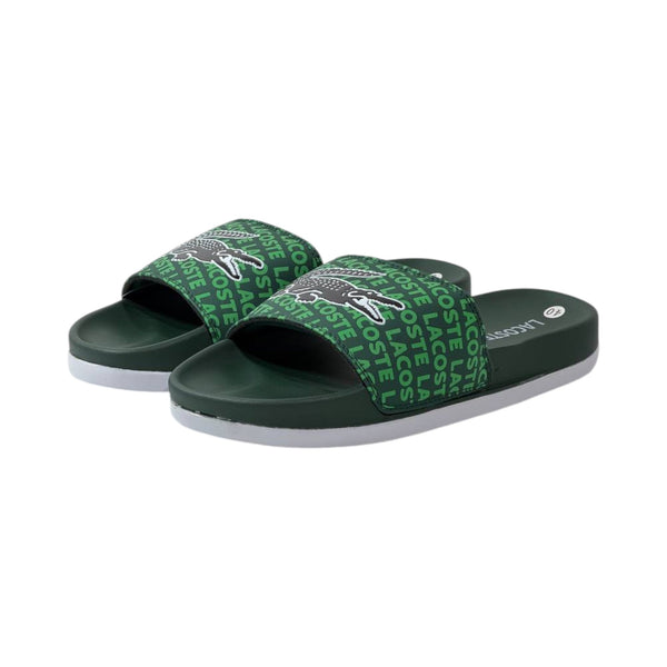 🐊 Lacoste All-Over Logo Slides – Forest Green Statement Edition 💚✨