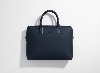 LACOSTE Classic Leather Briefcase 💼🔵 | Minimal Executive Edition - MASTERPIECE