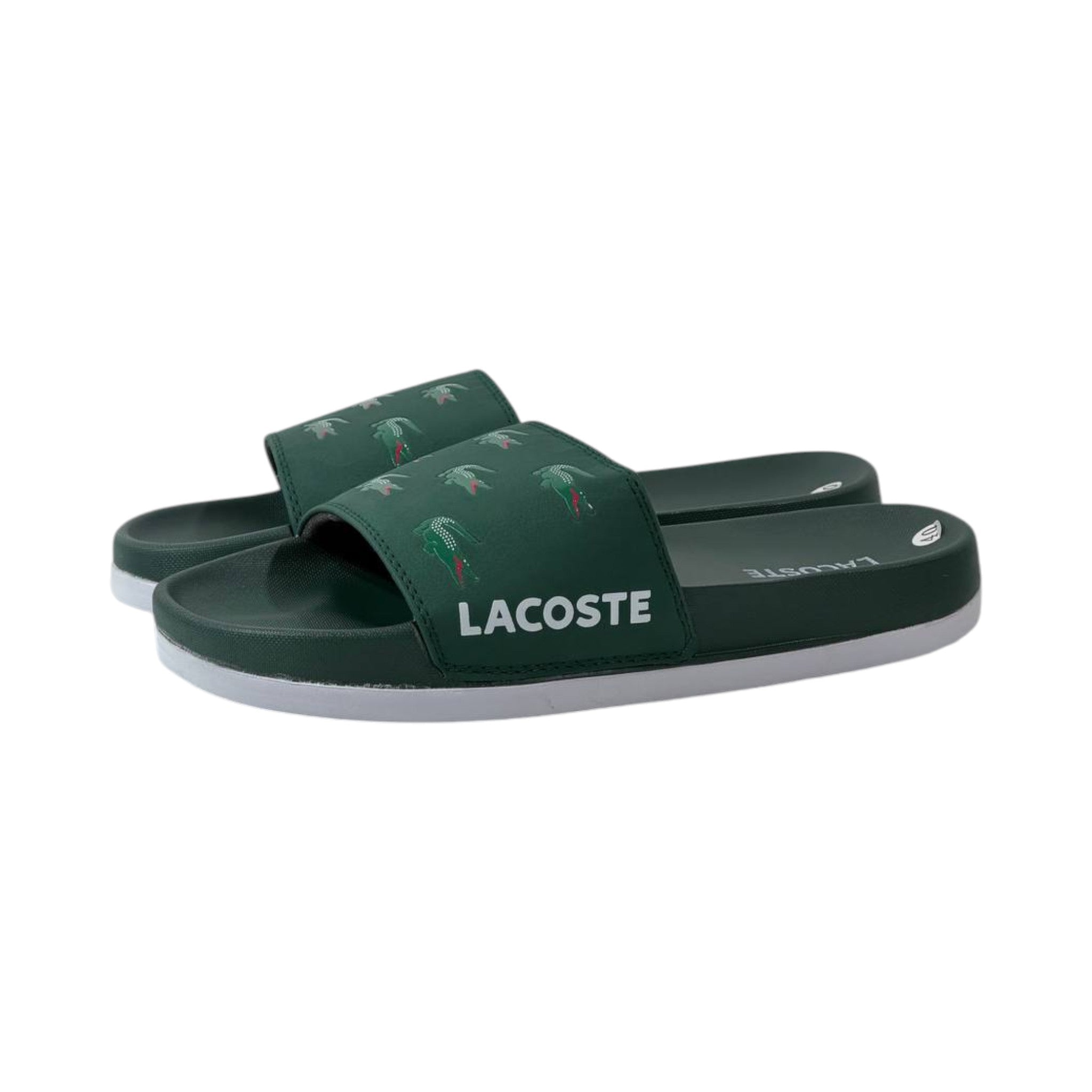 🐊 Lacoste Crocodile Pattern Slides – Forest Green Edition 💚✨ - MASTERPIECE