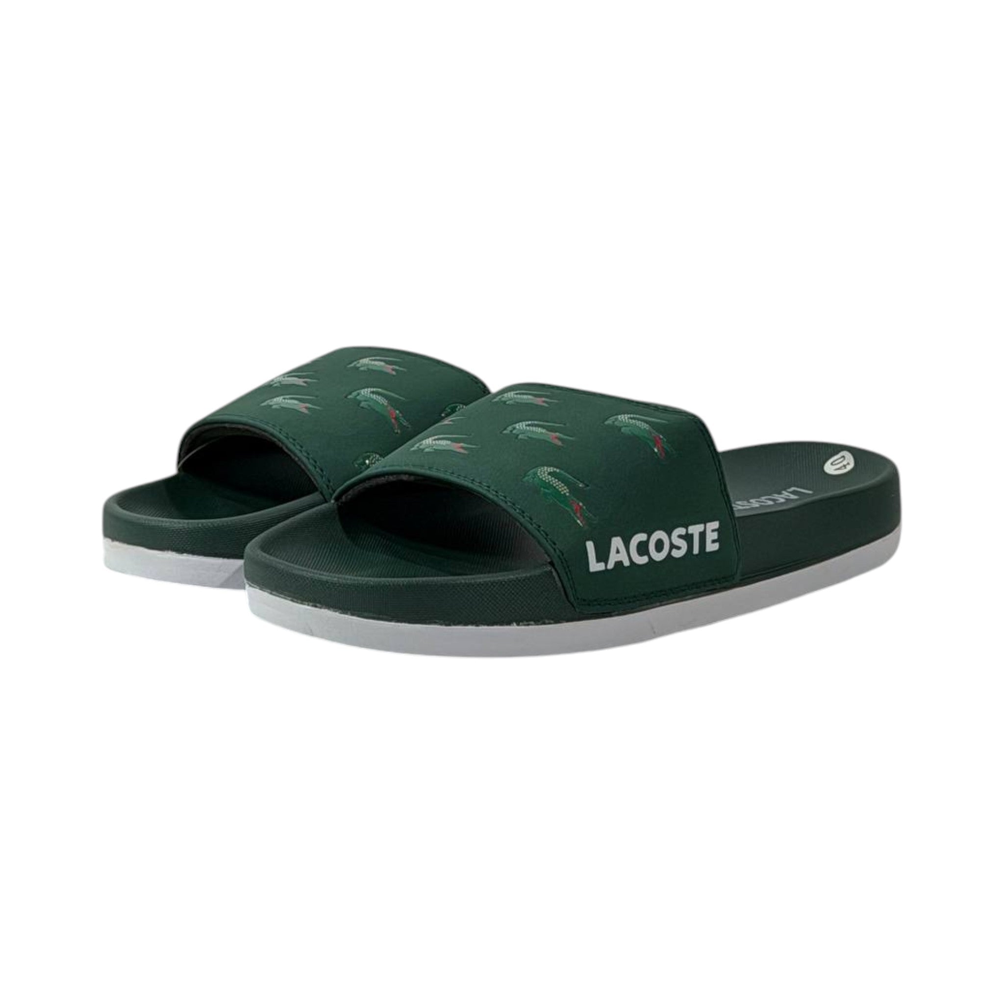 🐊 Lacoste Crocodile Pattern Slides – Forest Green Edition 💚✨ - MASTERPIECE