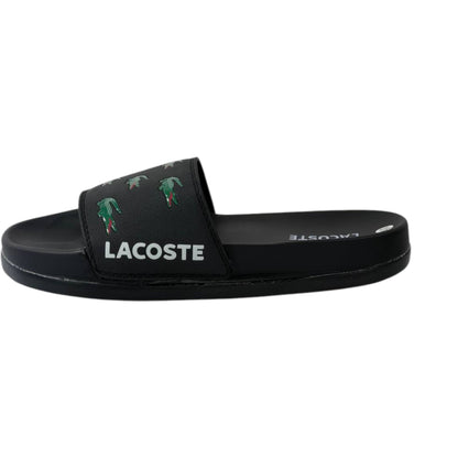 🐊 Lacoste Crocodile Print Slides – Black Signature Edition 🖤✨ - MASTERPIECE