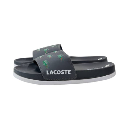 🐊 Lacoste Crocodile Print Slides – Midnight Black Edition 🖤✨ - MASTERPIECE