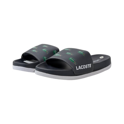 🐊 Lacoste Crocodile Print Slides – Midnight Black Edition 🖤✨ - MASTERPIECE
