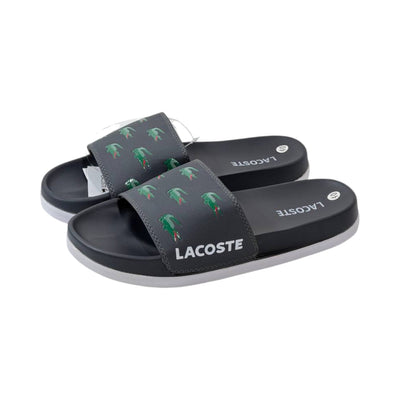 🐊 Lacoste Crocodile Print Slides – Midnight Black Edition 🖤✨ - MASTERPIECE