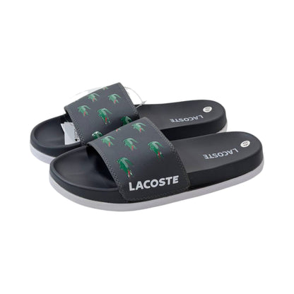🐊 Lacoste Crocodile Print Slides – Midnight Black Edition 🖤✨ - MASTERPIECE