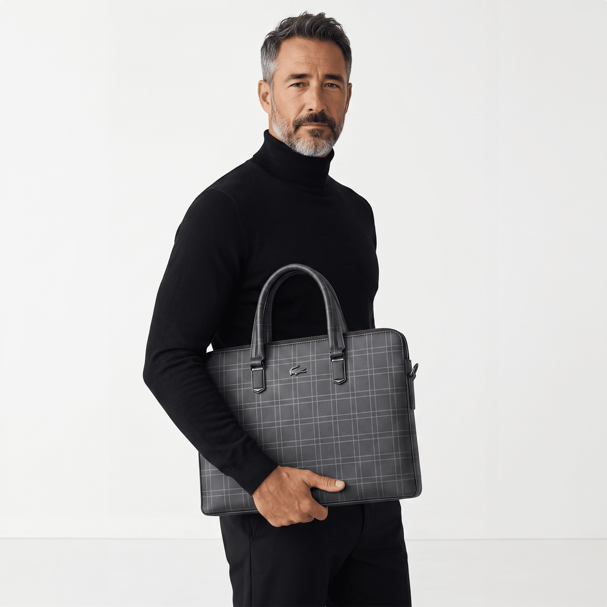 LACOSTE Leather Briefcase 💼🖤 | Sleek Business Essential - MASTERPIECE