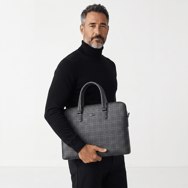 LACOSTE Leather Briefcase 💼🖤 | Sleek Business Essential