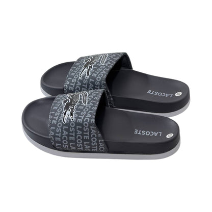 🐊 Lacoste Monogram Logo Slides – Midnight Black Edition 🖤✨ - MASTERPIECE