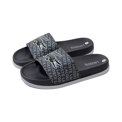 🐊 Lacoste Monogram Logo Slides – Midnight Black Edition 🖤✨ - MASTERPIECE
