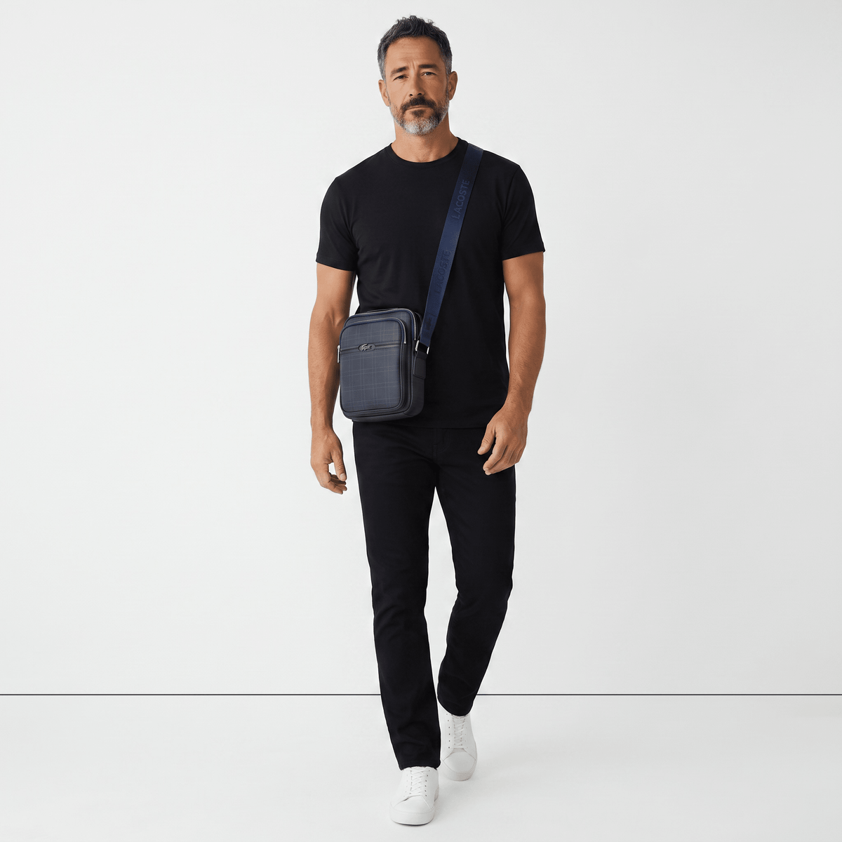 Lacoste Navy Check Crossbody Bag – Premium Messenger Shoulder Bag 🐊💙✨ - MASTERPIECE