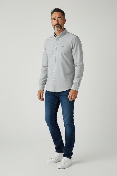 Lacoste Premium Classic Button-Down Long Sleeve Oxford Cotton Shirt for Men 🤍🐊 - MASTERPIECE