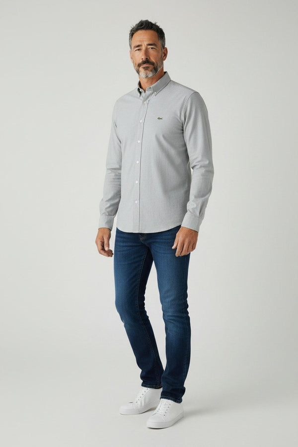 Lacoste Premium Classic Button-Down Long Sleeve Oxford Cotton Shirt for Men 🤍🐊