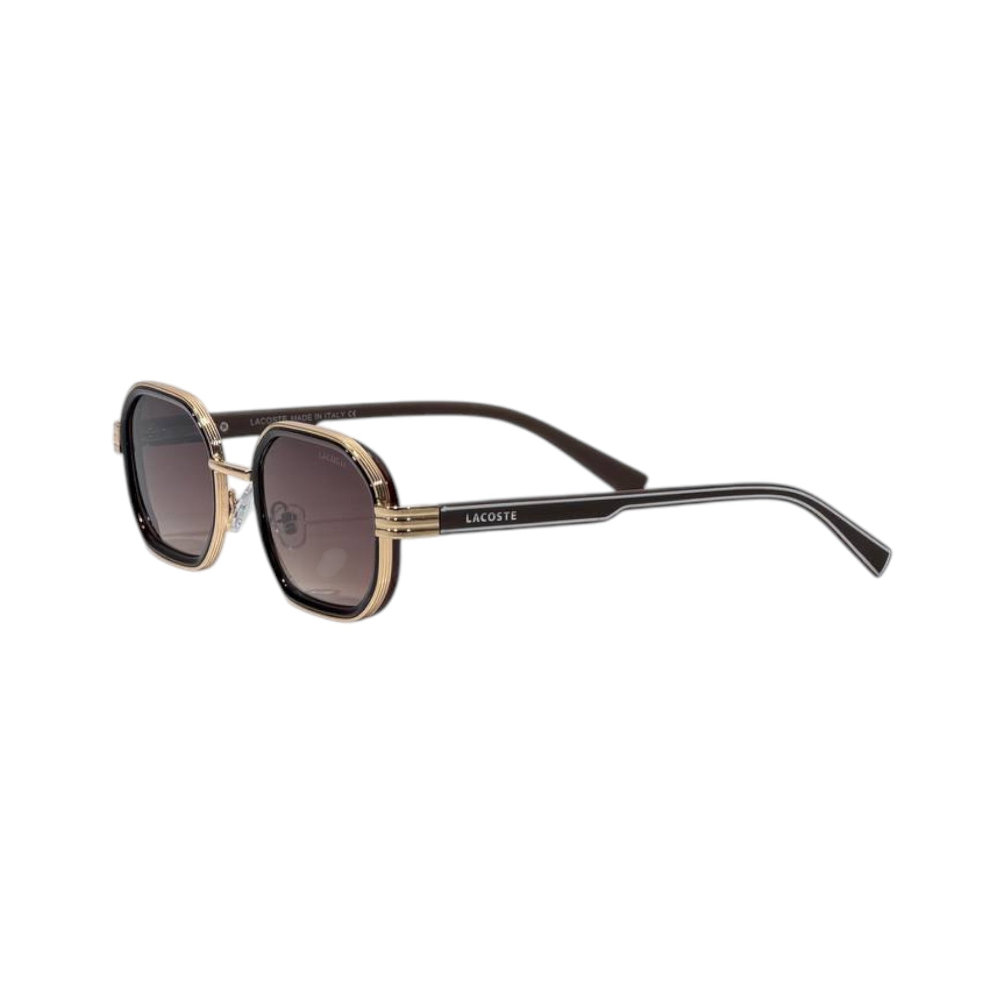 🕶️ Lacoste Premium Square Sunglasses – Gold & Brown Edition - MASTERPIECE