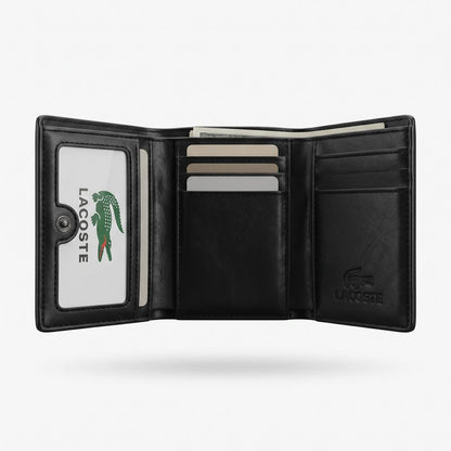 🐊 Lacoste Premium Trifold Wallet – Signature Grey Edition ✨ - MASTERPIECE