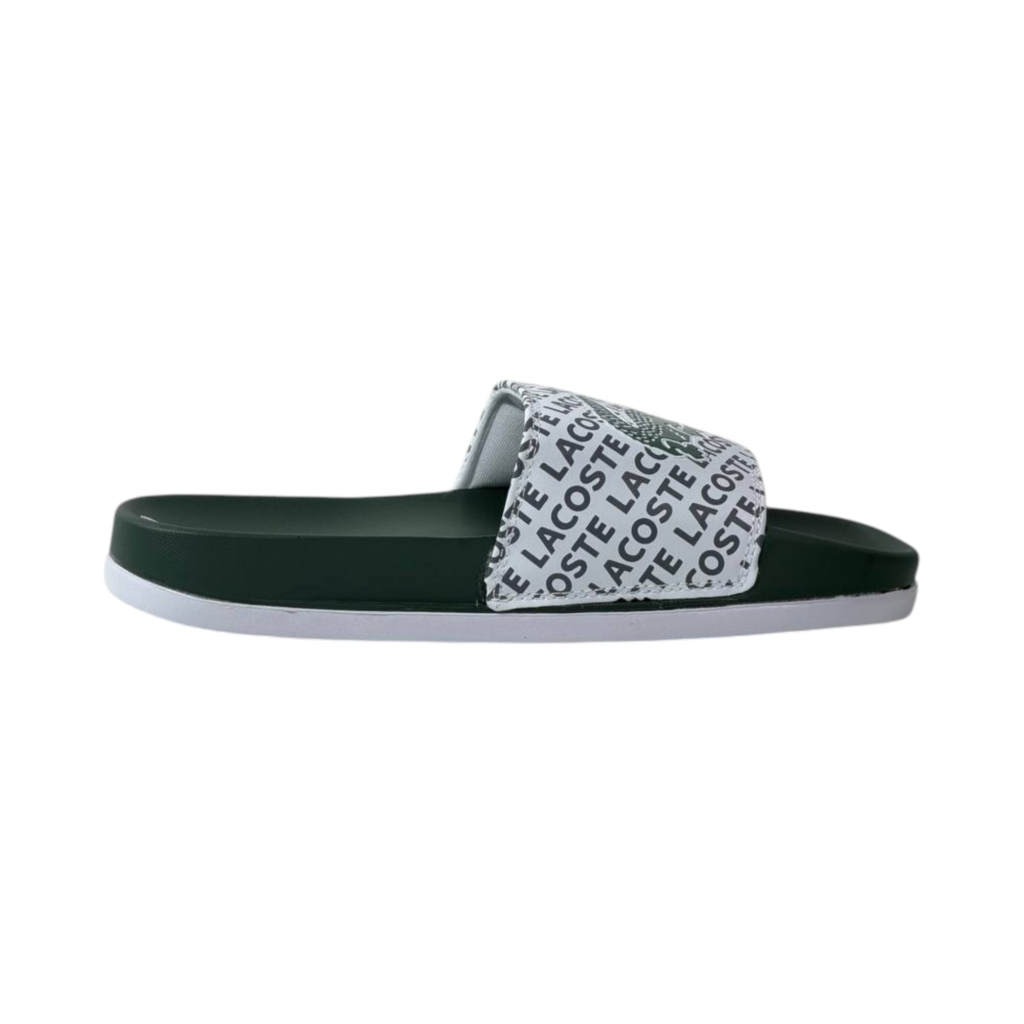 🐊 Lacoste Signature Logo Slides – White & Green Edition 💚🤍✨ - MASTERPIECE