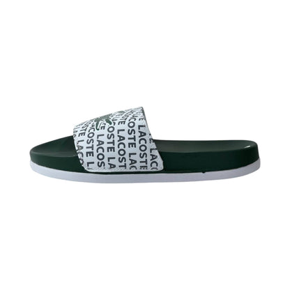 🐊 Lacoste Signature Logo Slides – White & Green Edition 💚🤍✨ - MASTERPIECE