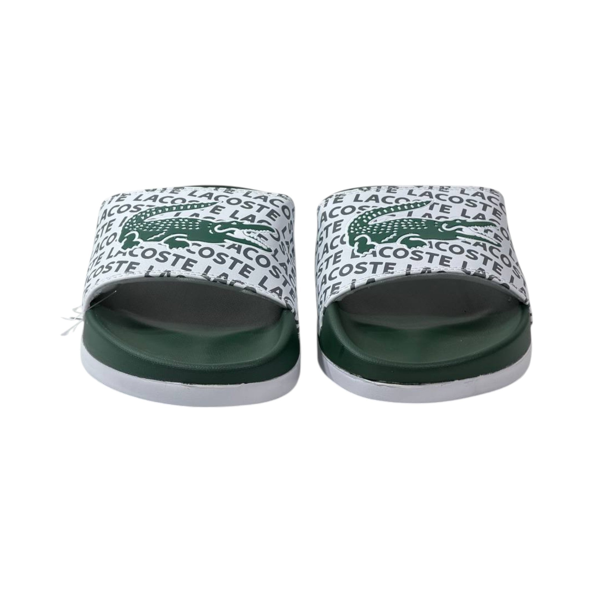 🐊 Lacoste Signature Logo Slides – White & Green Edition 💚🤍✨ - MASTERPIECE