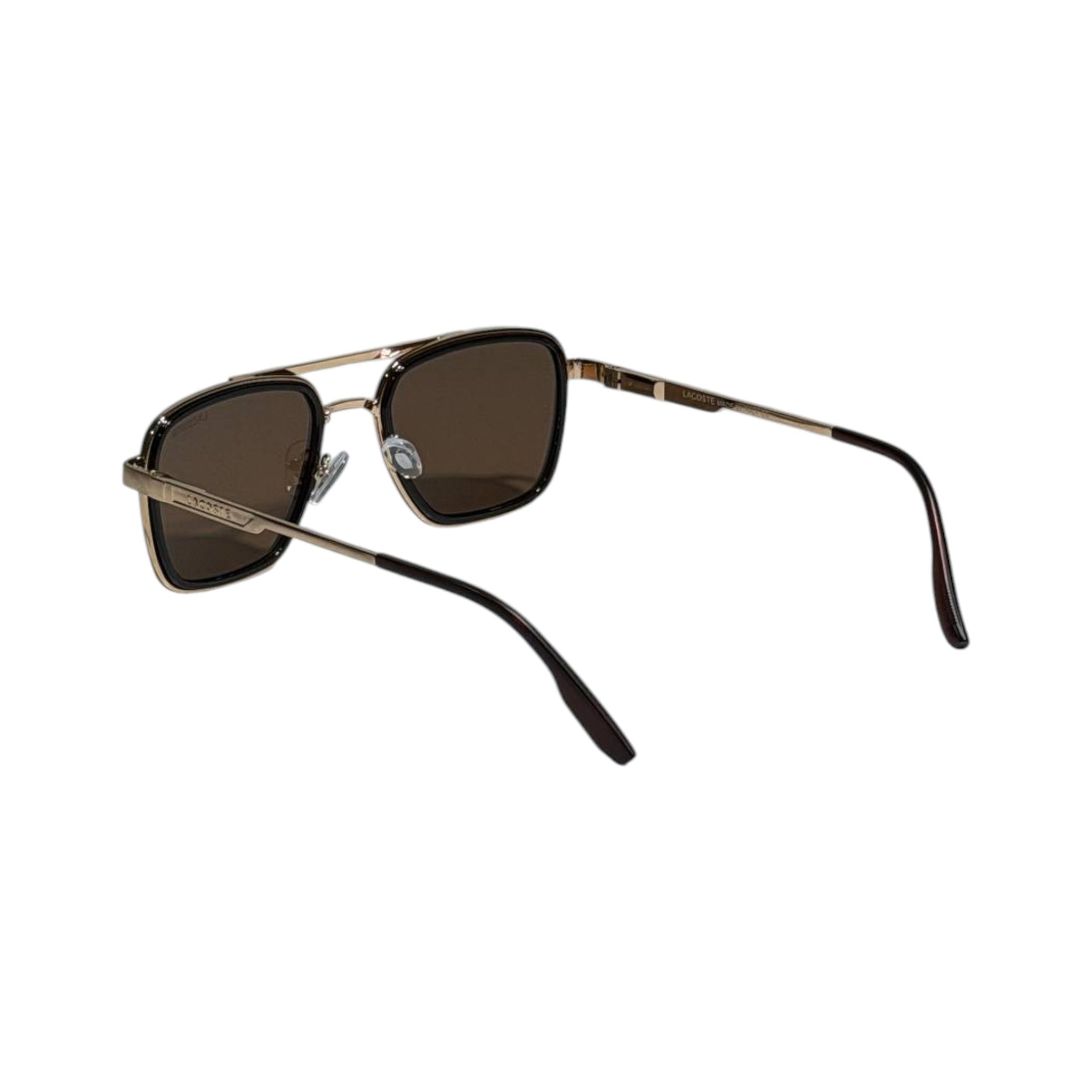 🕶️ Lacoste Vintage Square Aviator Sunglasses | Gold Frame with Brown Lenses ✨🐊 - MASTERPIECE