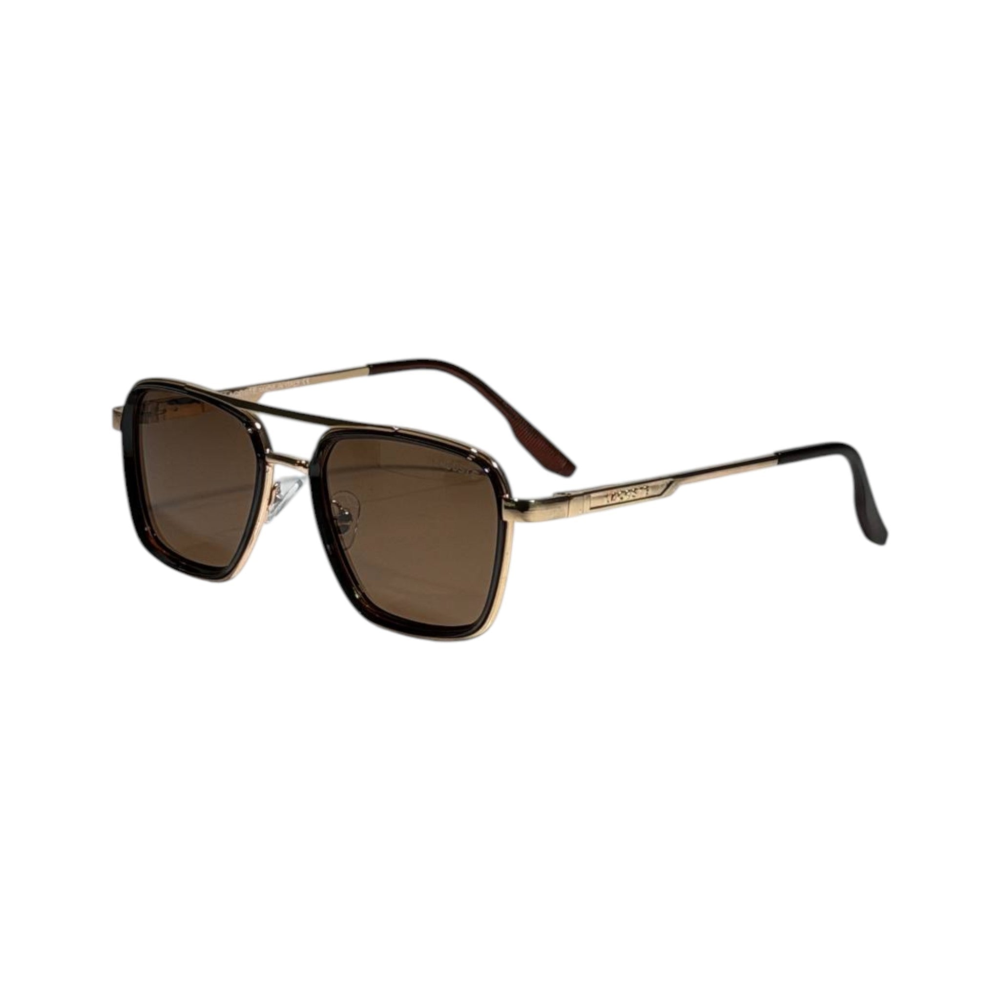 🕶️ Lacoste Vintage Square Aviator Sunglasses | Gold Frame with Brown Lenses ✨🐊 - MASTERPIECE