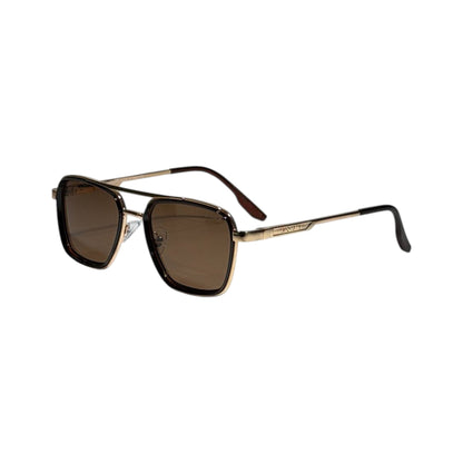 🕶️ Lacoste Vintage Square Aviator Sunglasses | Gold Frame with Brown Lenses ✨🐊 - MASTERPIECE