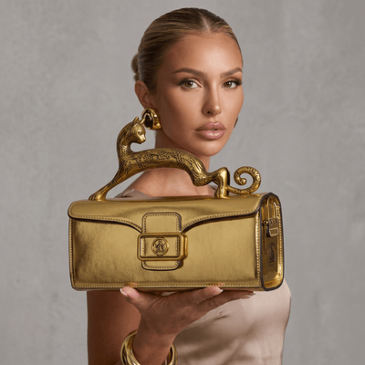 Lanvin Gold Panther Handle Bag – Luxury Metallic Statement Clutch 🐆✨ - MASTERPIECE