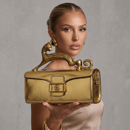 Lanvin Gold Panther Handle Bag – Luxury Metallic Statement Clutch 🐆✨ - MASTERPIECE