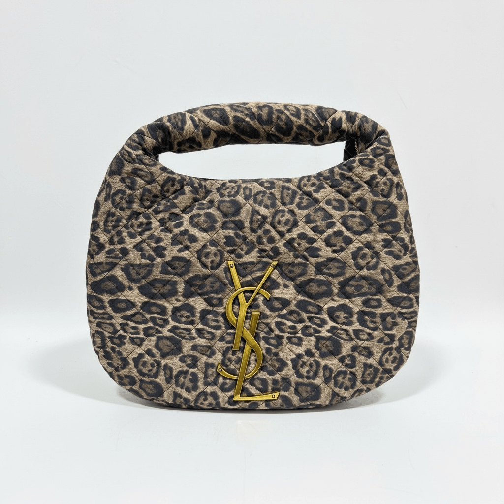 Leopard Quilted Hobo Bag with Gold YSL Logo 🐆✨ - MASTERPIECE