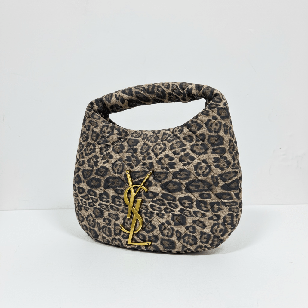Leopard Quilted Hobo Bag with Gold YSL Logo 🐆✨ - MASTERPIECE