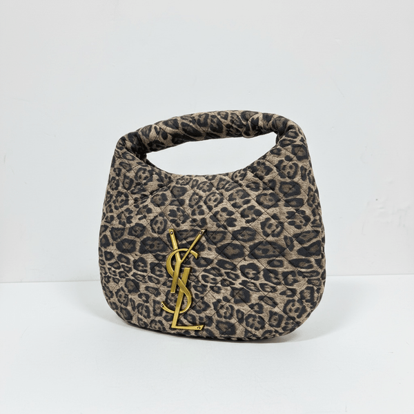 Leopard Quilted Hobo Bag with Gold YSL Logo 🐆✨