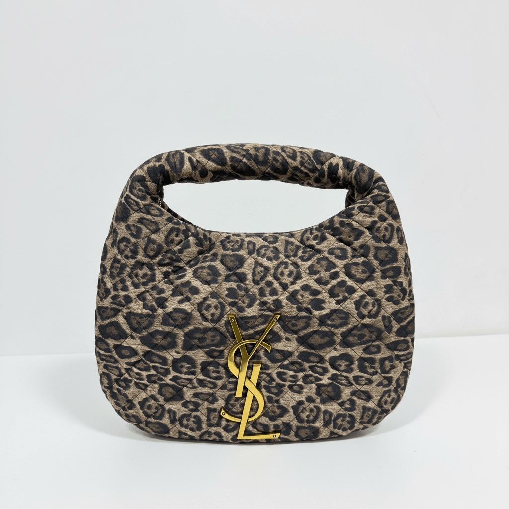 Leopard Quilted Hobo Bag with Gold YSL Logo 🐆✨ - MASTERPIECE